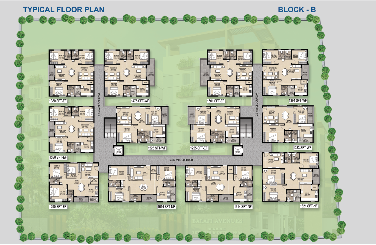 Sunrise builders typical floor plan for block-b